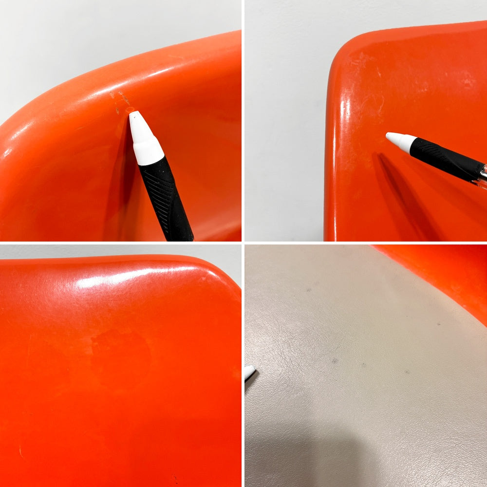コトブキ KOTOBUKI スタッキングチェア FRP製 シェルチェア スチール脚 座面クッション付き オレンジ×ピンクベージュ 剣持勇デザイン ビンテージ ジャパニーズミッドセンチュリー C ●