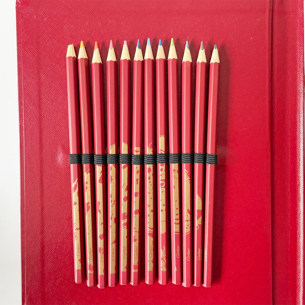 カルティエ Cartier 色鉛筆 塗り絵 ノベルティ 使用品 フランス C ★