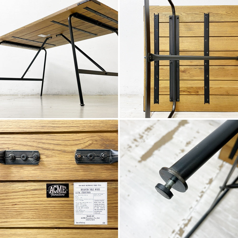 アクメファニチャー ACME Furniture ブライトン BRIGHTON ダイニングテーブル オーク材 スチール W165cm インダストリアルデザイン ●