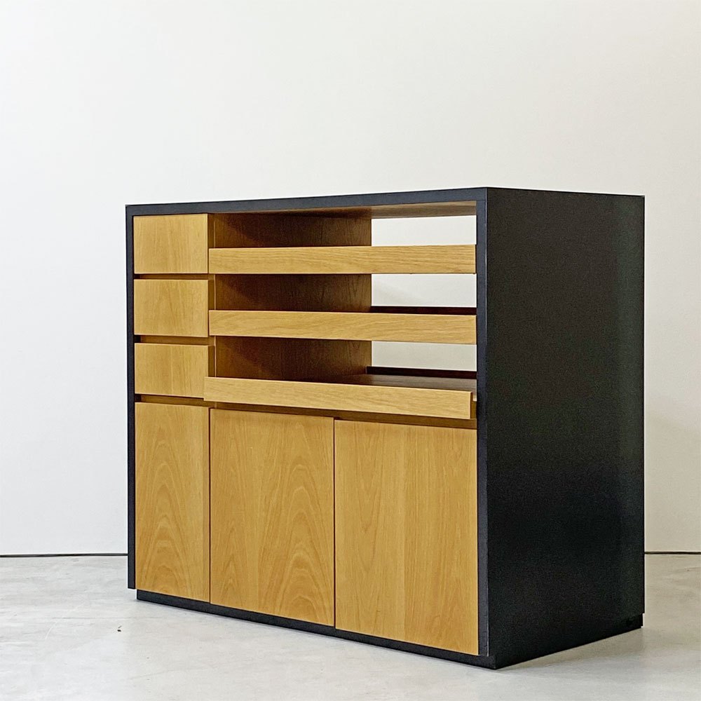 オーダーメイド アイアン x ウッド キャビネット 3スライドトレー 3ドロワー 3ドア 備品収納 店舗什器 モダンデザイン ●