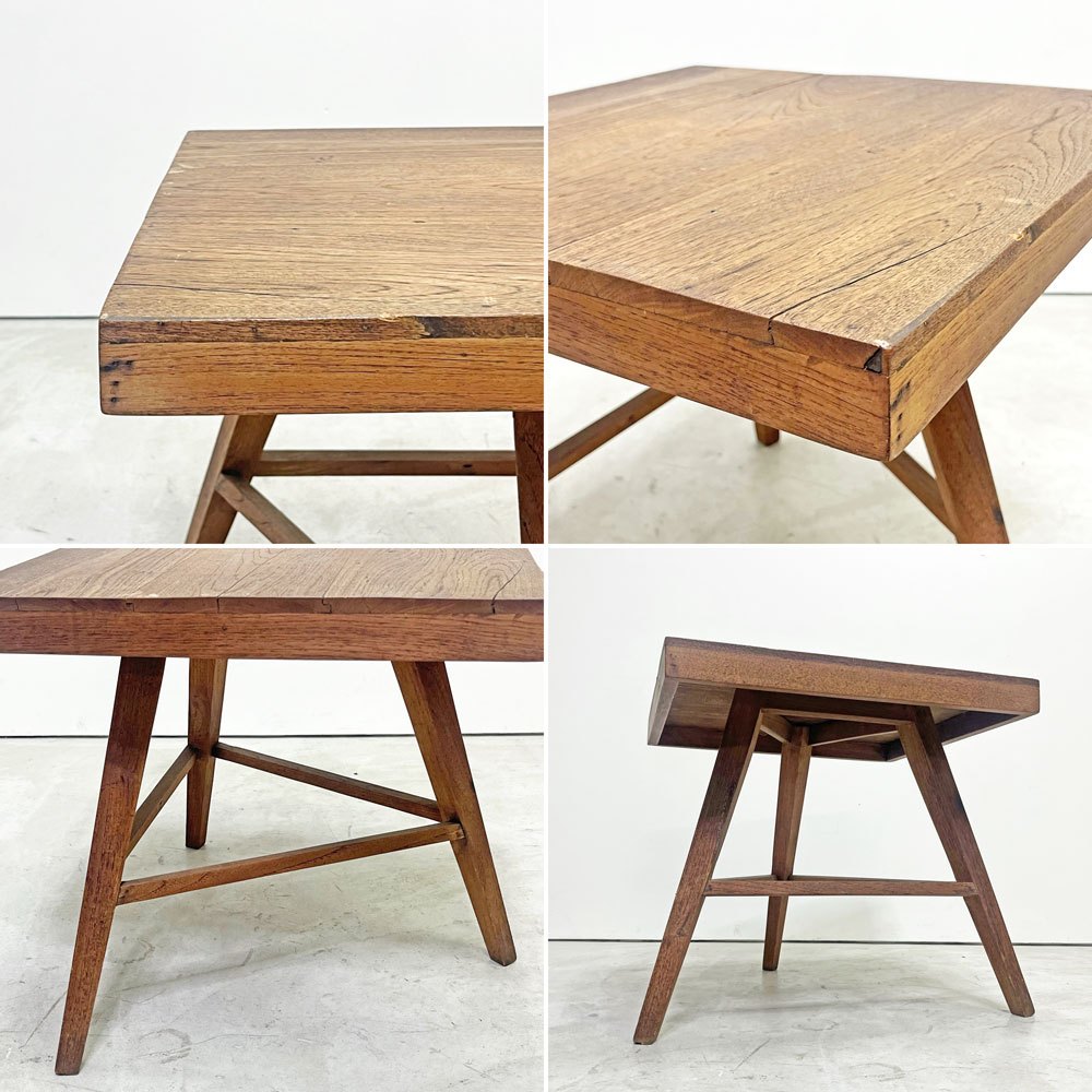 キコ QUICO オリジナル コーヒーテーブル サイドテーブル スクエア 3本脚 チーク無垢材 W54cm H52cm ●