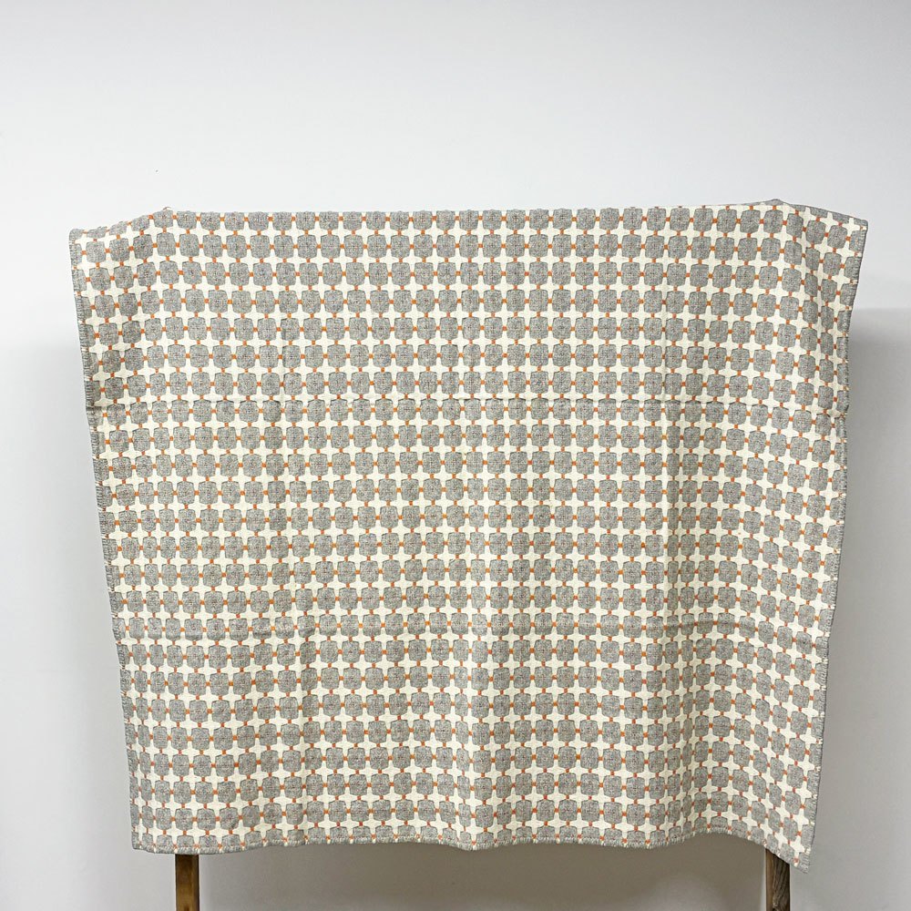 エレノア・プリチャード Eleanor Pritchard 625 Line グレー × オレンジ ブランケット 150×190cm イギリス 展示品 ◎