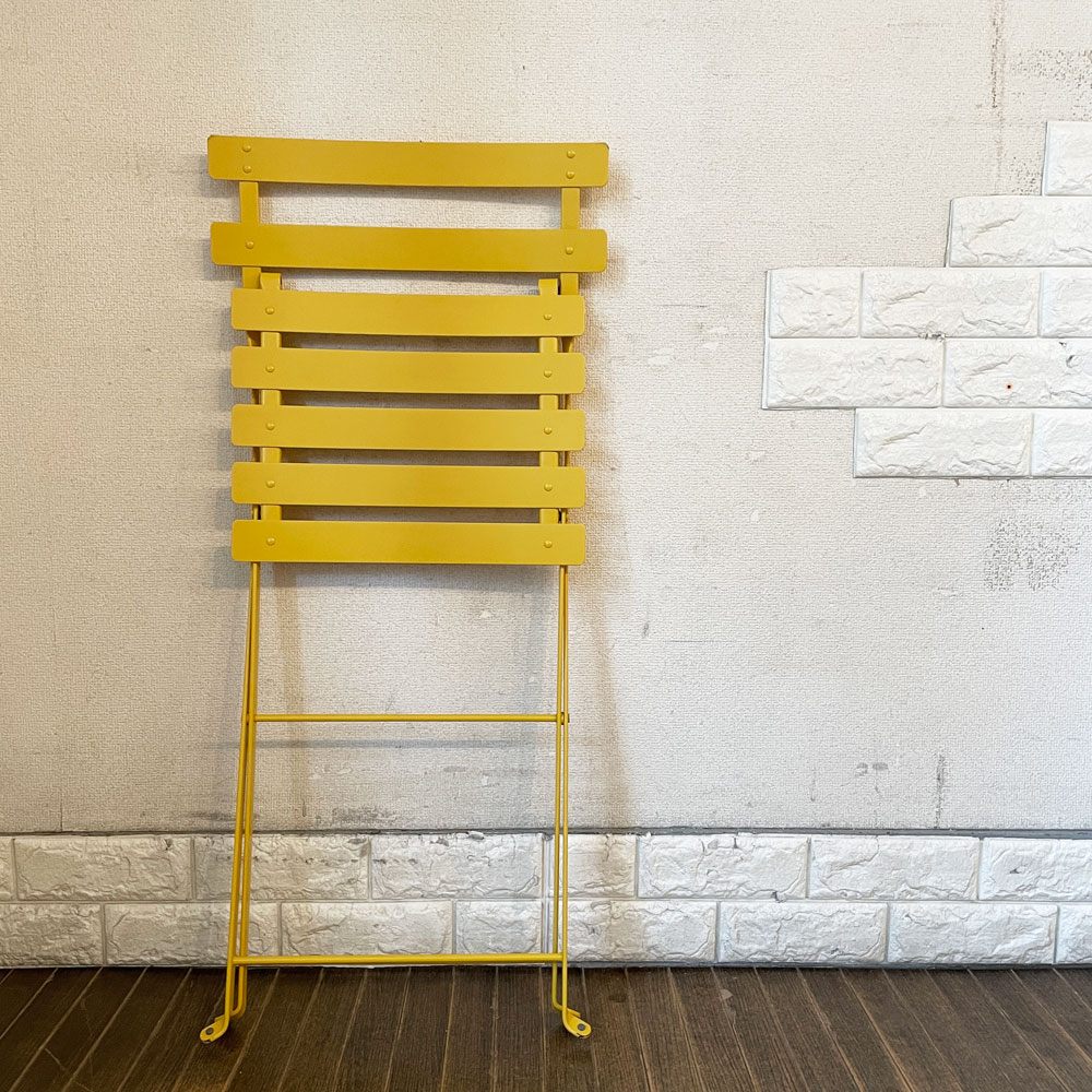 フェルモブ Fermob ビストロ BISTRO メタルチェア METAL CHAIR ガーデンチェア イエロー系 折りたたみ フランス 定価￥22,000- ◎