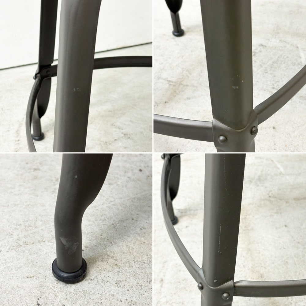 フェールトラヴァイユ FER TRAVAIL ニコルチェア NICOLLE Chair SH45cm ダイニングチェア スチール マットクリア仕上げ 別注モデル レザーパッド付 レッド インダストリアル フランス ●