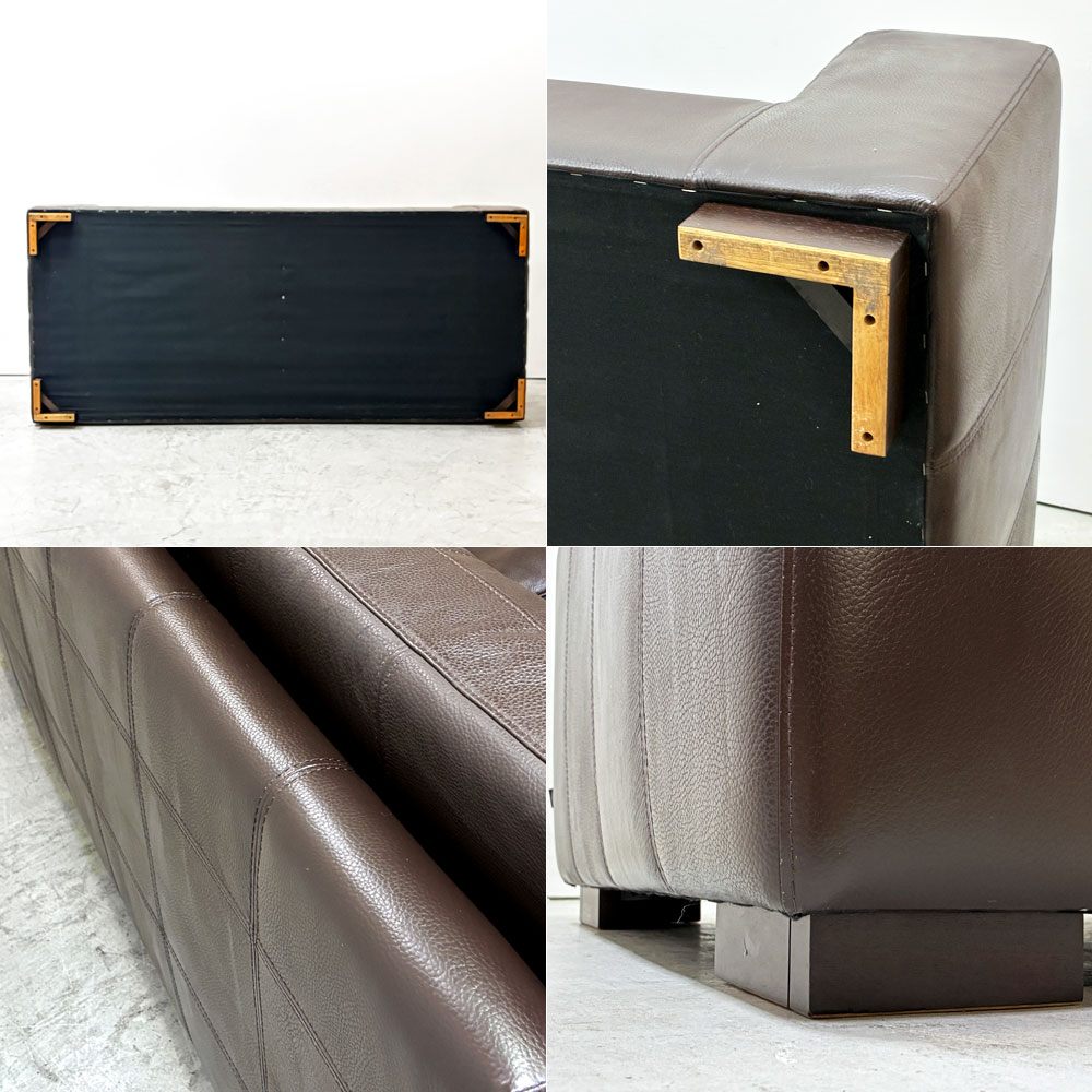 アクタス ACTUS 2人掛けソファ 2P SOFA 本革 ダークブラウン調カラー ワイドアーム シンプルモダン ●