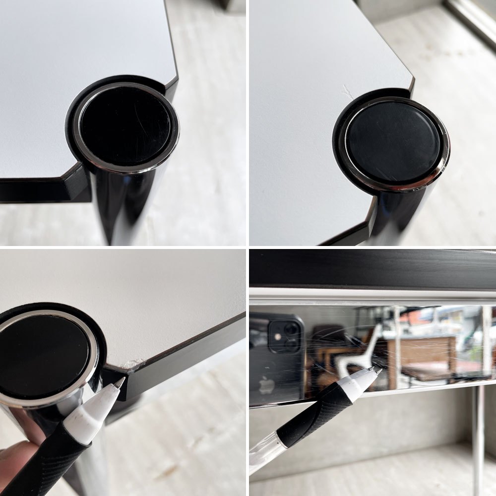 USMハラー USM Haller モジュラーファニチャー ハラーテーブル ワーキングデスク W150cm アジャスター パールグレーラミネート(ホワイト) 高さ調整機能付き スイス ♪