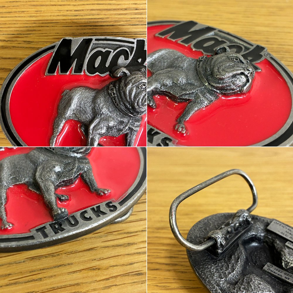 マックトラックス Mack Trucks ブルドッグ ベルトバックル ベルガモットブラスワークス Bergamot Brass Works レッド 1970～1980年代 米国 USビンテージ ●