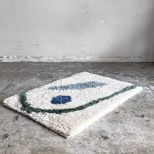 ザ・コンランショップ THE CONRAN SHOP イキガイ IKIGAI ウール ラグ WOOL RUG ブルー グリーン BLUE GREEN 50×70 モダンデザイン ■