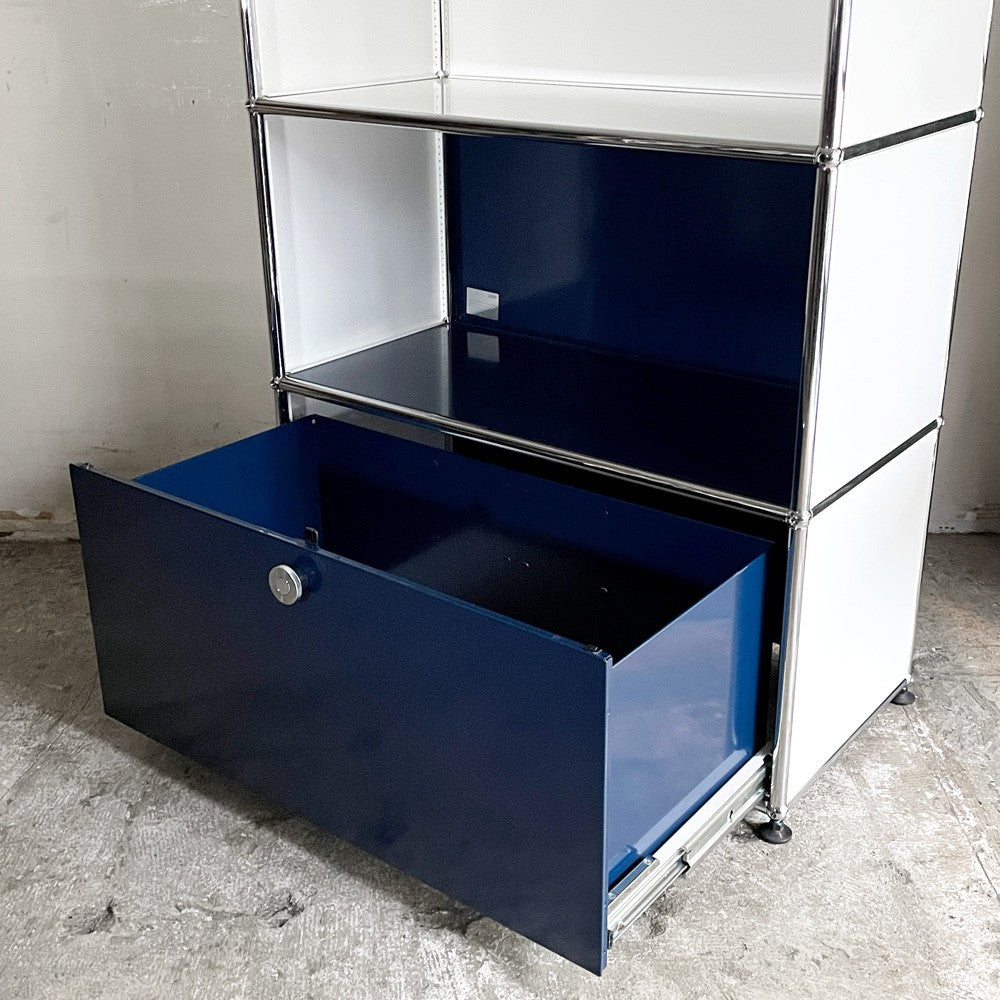 ユーエスエムハラー USMハラー USM Haller モジュラーファニチャー キャビネット シェルフ 1列5段 W77×D37cm エクステンションドア×1 メタルボックスインサート付×1 ■