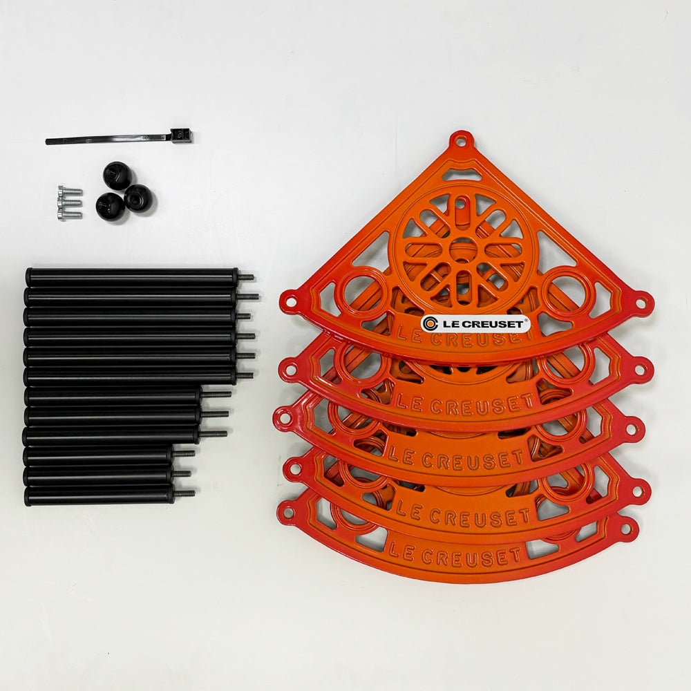ルクルーゼ LE CREUSET ポットスタンド 5段 オレンジ ホーロー 鋳物 フランス 廃番 箱付き ●