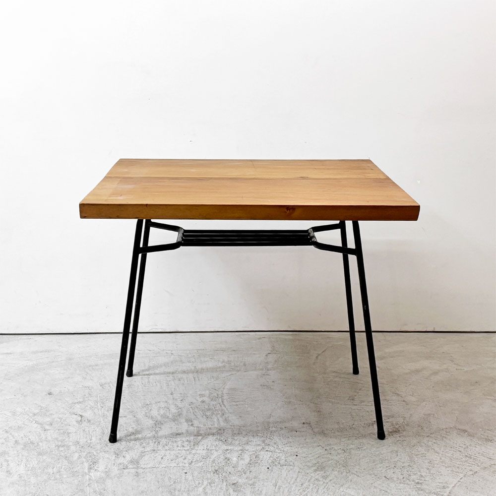 ジャパンビンテージ Japan Vintage 古材 x 鉄脚 ダイニングテーブル W89cm リメイク家具 インダストリアルデザイン  ●