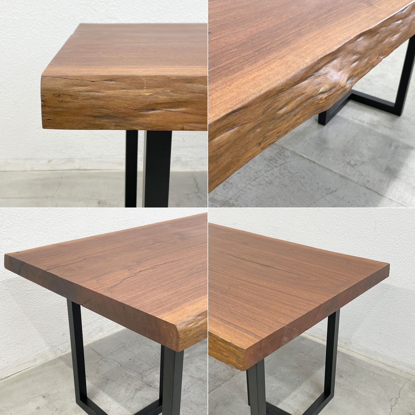 ワイスワイス WISE WISE ダイニングテーブル dining table アイアンレッグ T字脚 パナマ材無垢材 ライブエッジ 天板厚 7.0ｃｍ  〓