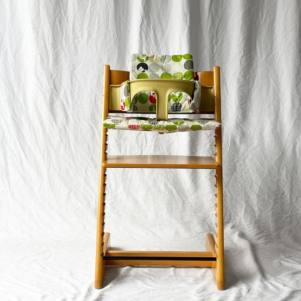ストッケ STOKKE トリップトラップ TRIPP TRAPP ベビーチェア キッズチェア ベビーセット付き ナチュラル S/N3~ノルウェー 北欧家具 廃番クッション ◇