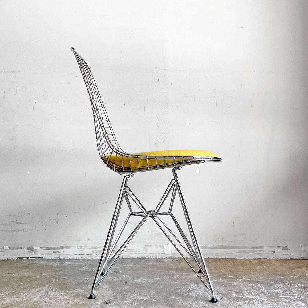 ヴィトラ Vitra DKR ワイヤーチェア Eames Wire Chair エッフェルベース シートパッド付 イエロー C&R イームズ ミッドセンチュリー ■