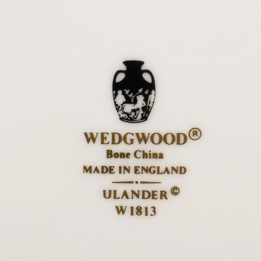 ウェッジウッド WEDGWOOD ユーランダーパウダー Wedgwood Ulander powder プレート φ17.5cm ルビー 金彩 壺ロゴ 英国 廃番 ●