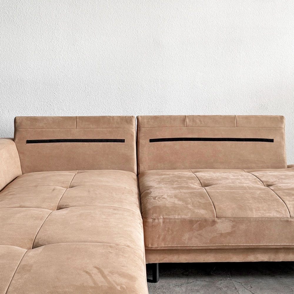 リラックスフォーム RELAX FORM ディオラ DIOLA カウチソファ ダブルシェーズ 3人掛け ミルキーベージュ W245cm プライムレザーテックス 関家具 〓