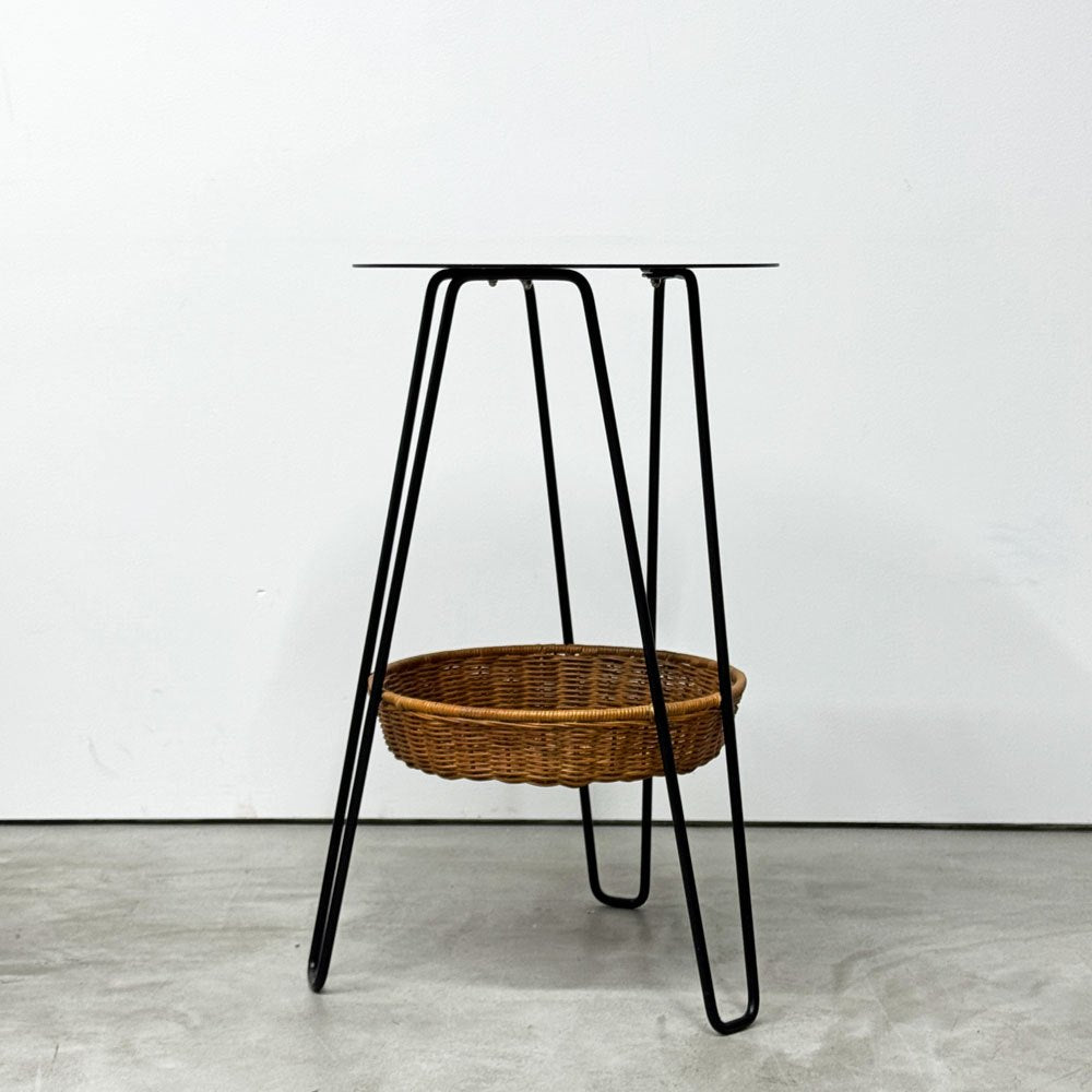 イデー IDEE ワラビー WALLABY サイドテーブル SIDE TABLE ラタン スチール ブラック ナチュラルモダン H60㎝ 定価￥39,900- ◎