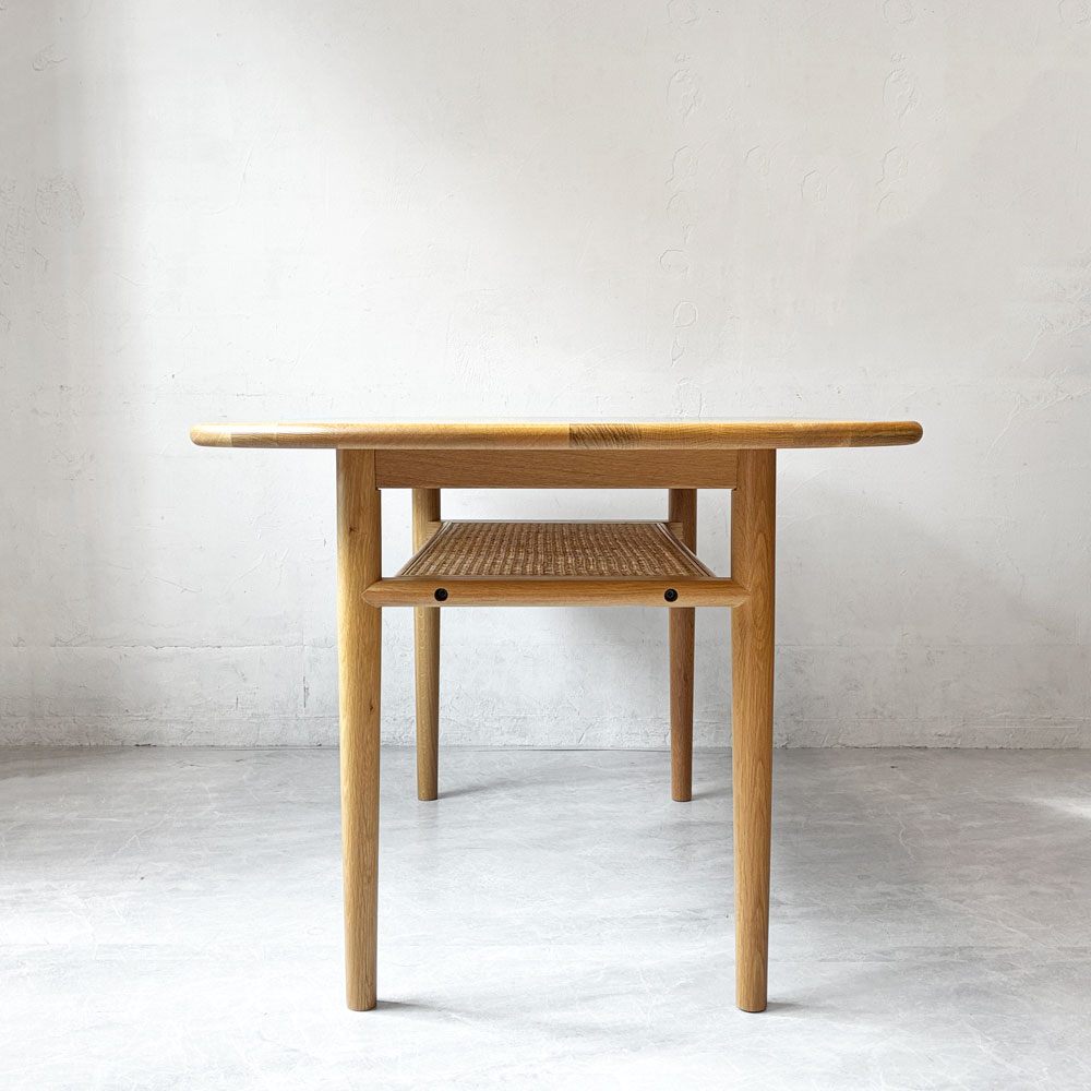 リセノ Re:CENO クルム culum ダイニングテーブル オーク無垢材 W130cm ラタン オーバル天板 ナチュラルスタイル モダン 美品 ★
