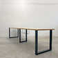 かなでもの KANADEMONO ザ・テーブル THE TABLE デスク ラバーウッド無垢材 W300 x D70cm スチール スクエアレッグ ブラック 配線孔 〓