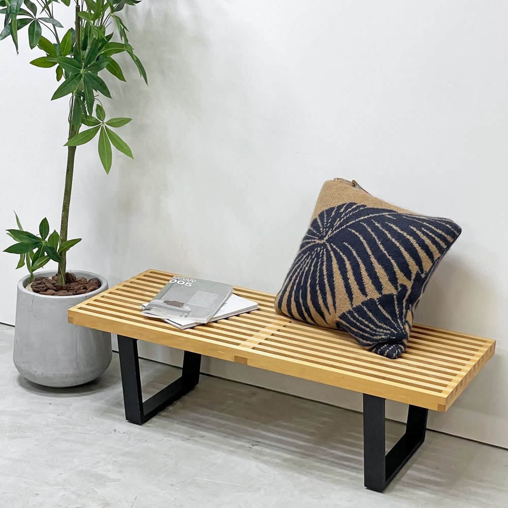 ハーマンミラー Herman Miller プラットフォームベンチ Platform Bench ネルソンベンチ コーヒーテーブル ローテーブル ガラス天板 メープル ウッドベース W122cm ジョージネルソン George Nelson ミッドセンチュリー ●