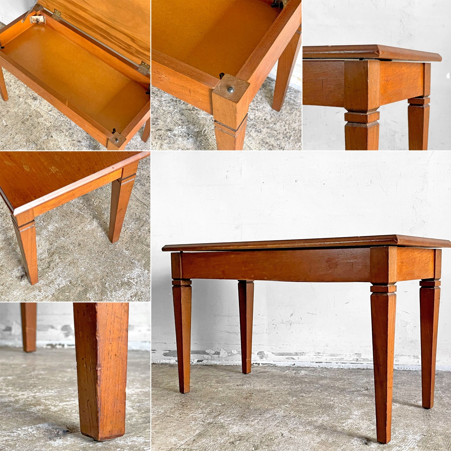 ビンテージ vintage 木製テーブルベンチ 天板収納付き W76.5cm ■