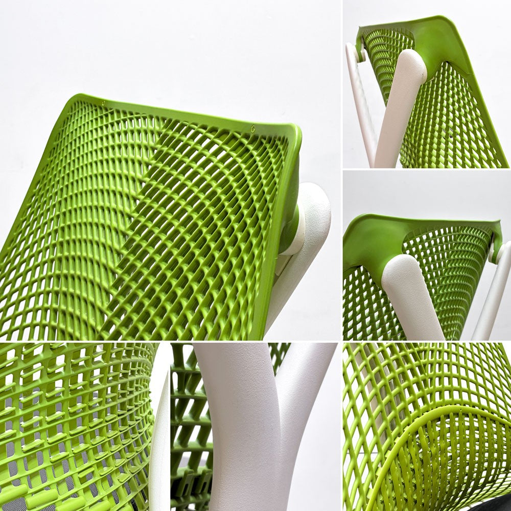 ハーマンミラー Herman Miller セイルチェア SAYL CHAIR デスクチェア オフィスチェア ランバーサポートカバー付き アップルグリーン 旧モデル イヴ・ベアール ●
