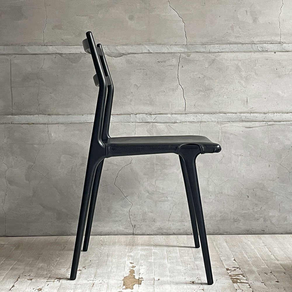 天童木工 TENDO インパラチェア Impala Chair ダイニングチェア ブラック 本革 ホワイトビーチ材 佐々木敏光 ジャパニーズミッドセンチュリーモダン B ♪