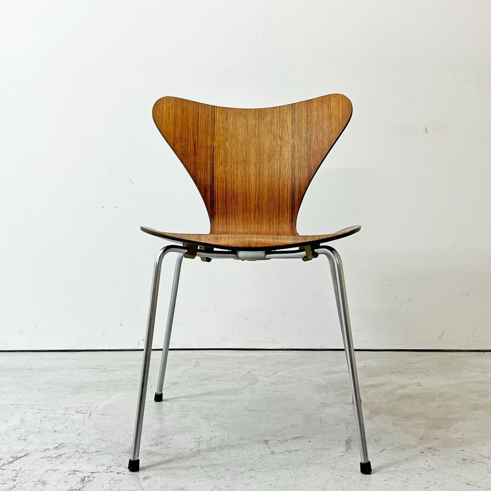 フリッツハンセン Fritz Hansen セブンチェア スタッキングチェア ローズウッド メタルカップ 1963-67年 アルネ・ヤコブセン 北欧 デンマーク ビンテージ 希少 現状品 ●