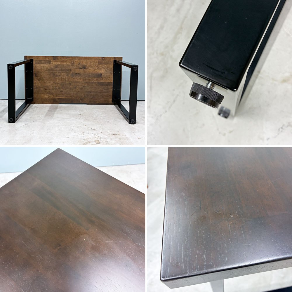 かなでもの KANADEMONO ザ・テーブル THE TABLE Black Steel Rectangle コンパクトデスク W100cm ラバーウッド スクエア脚 配線スリット付き ◎