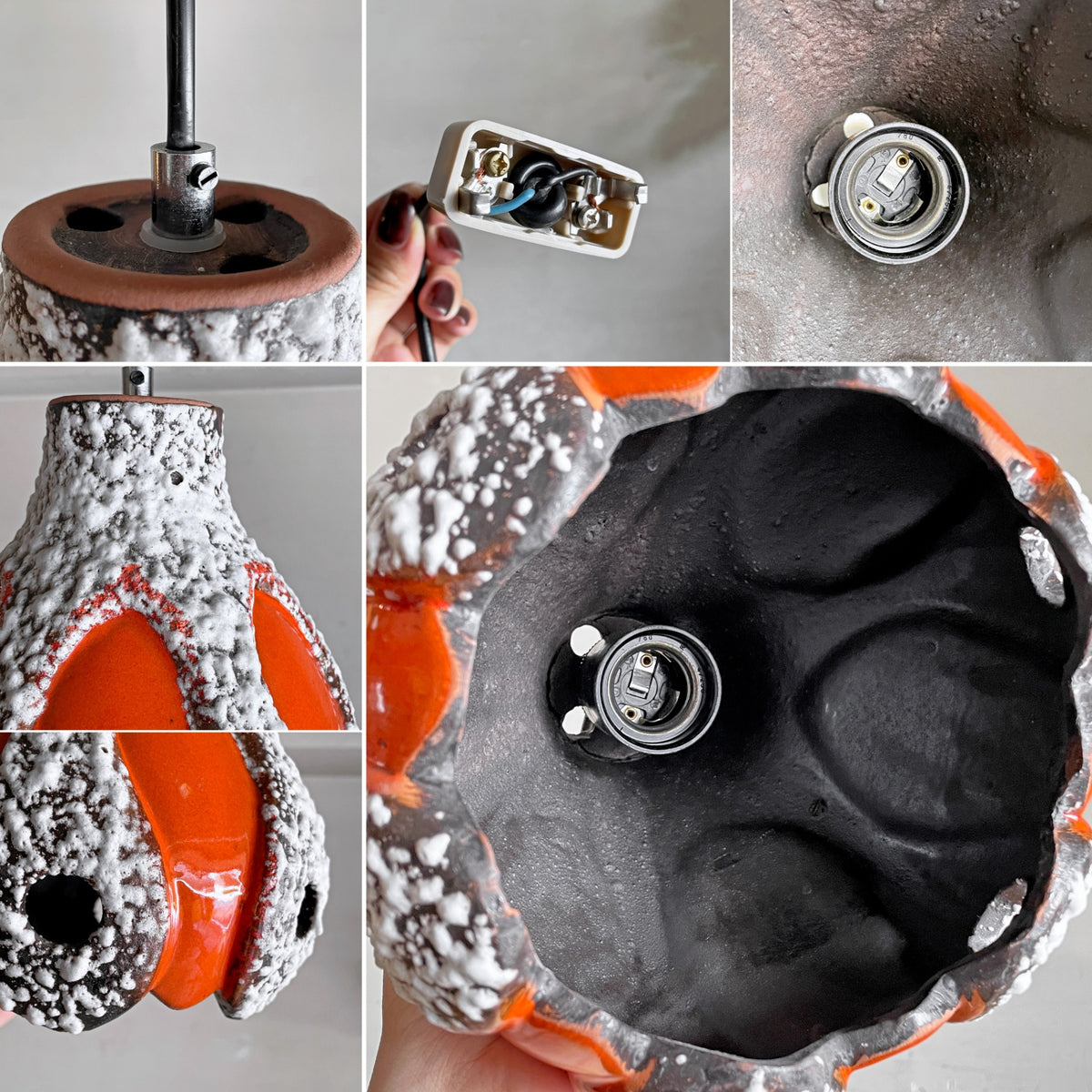 ファットラヴァ Fat lava ペンダントランプ ペンダントライト 陶製シェード セラミック 照明 Φ19cm 西ドイツ ビンテージ 希少 ■