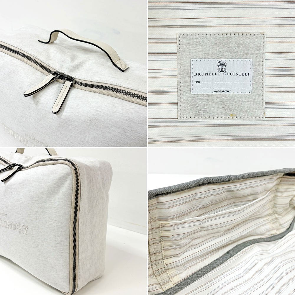 ブルネロクチネリ BRUNELLO CUCINELLI スウェット生地 ハンドバッグ イタリア 約W36×D11×H25cm ホワイトライン ●