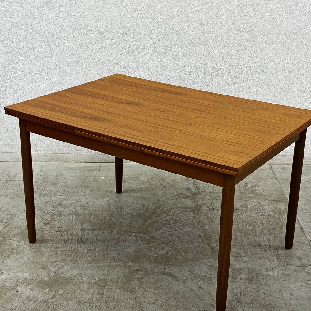 北欧ビンテージ チーク材 ドローリーフ ダイニングテーブル エクステンション 伸長式 W123～209cm デンマーク Danish Vintage ◎