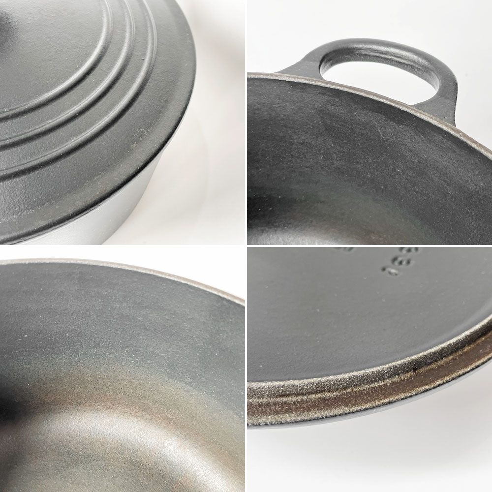 ルクルーゼ LE CREUSET ココットロンド 両手鍋 22cm ブラック 両手鍋 鋳物 ★