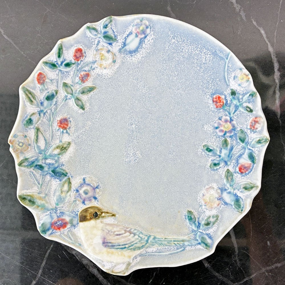 うつわやみたす プレート 中皿 飾り皿 オナガ 鳥 陶器 陶芸家 現代作家 希少 ◎