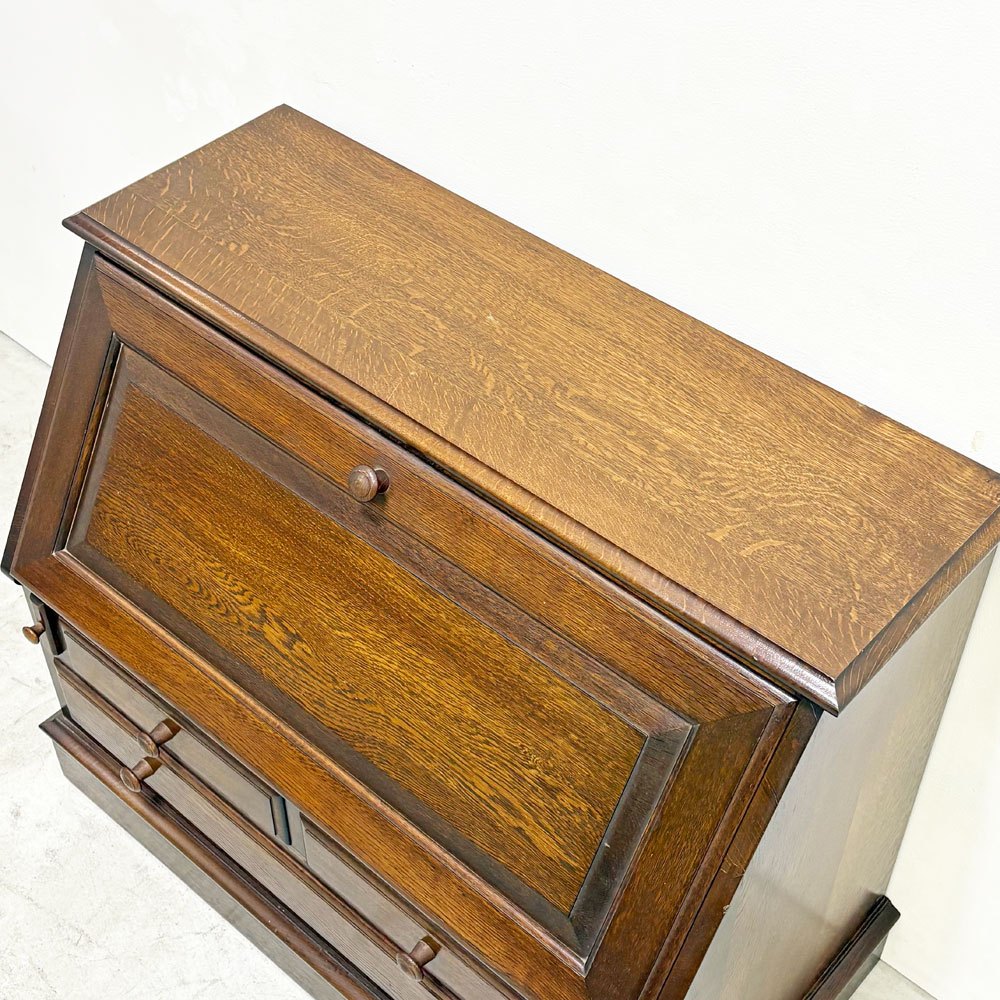 ノックオンウッド Knock on wood ライティングビューロー デスク チェスト 座机 オーク無垢材 戸山家具 横浜クラシック家具 ●