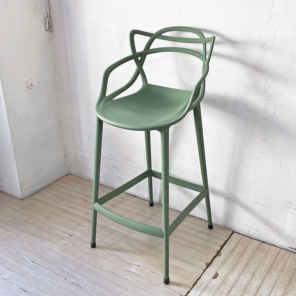 カルテル Kartell マスターズ スツール 75 Masters stool 75カウンターチェア セージグリーン フィリップ ・ スタルク Philippe Starck イタリア 定価￥76,400- B ★