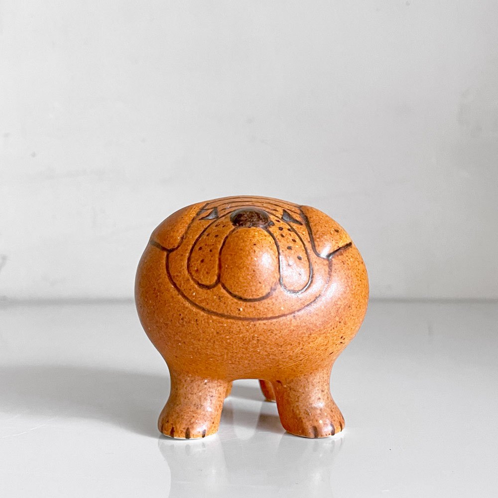 グスタフスベリ KERAMIK STUDION GUSTAVSBERG ケンネル kennel ブルドッグ ミニサイズ 復刻品 ブラウン リサ・ラーソン 陶器 フィギュリン スウェーデン 北欧雑貨 ■