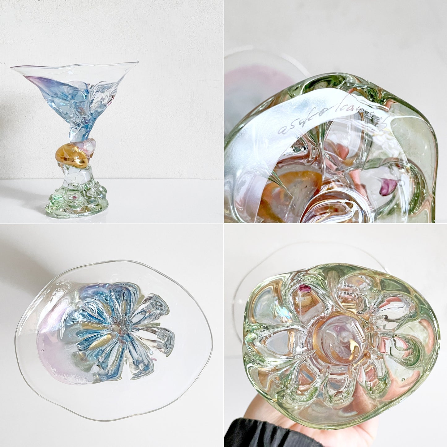 河内 あさこ KAWACHI Asako CAT COMPOTE コンポート皿 ガラス 金彩 オブジェ 現代作家 ■