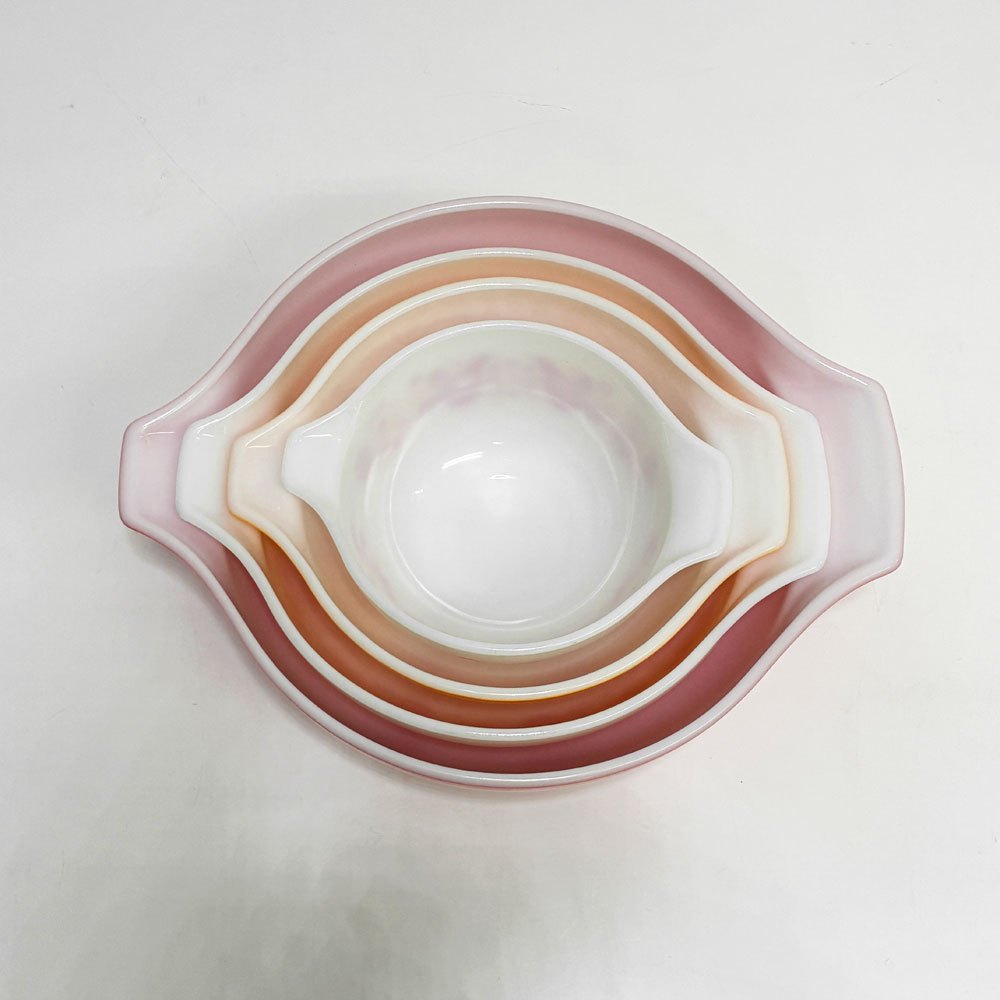 オールドパイレックス OLD PYREX フレンドシップ シンデレラ ミキシングボウル レッド イエロー 4個セット ●