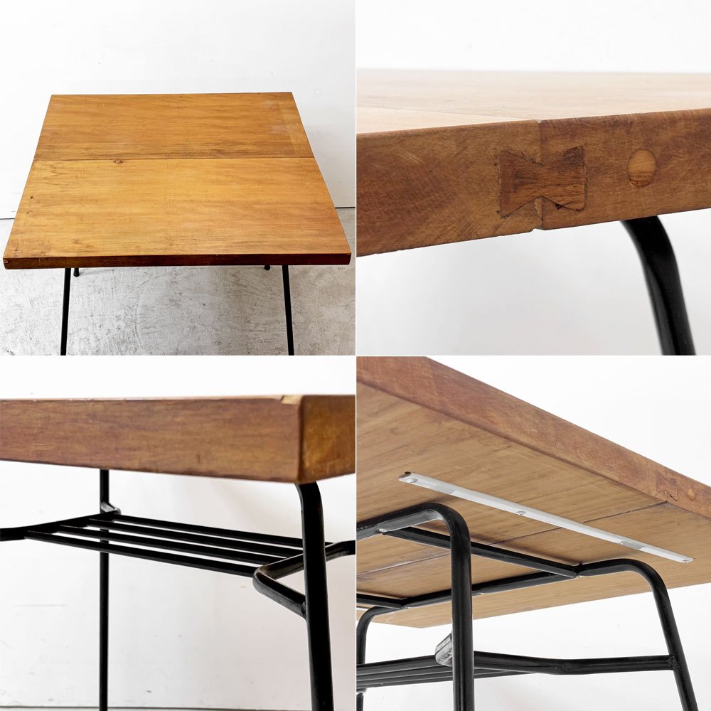ジャパンビンテージ Japan Vintage 古材 x 鉄脚 ダイニングテーブル W89cm リメイク家具 インダストリアルデザイン  ●