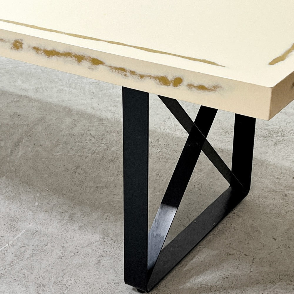 ロックストーン ROCKSTONE 漆 URUSHI ダイニングテーブル W210cm 漆塗 変り根来 スチール脚 岩倉榮利 定価¥352,000- ●