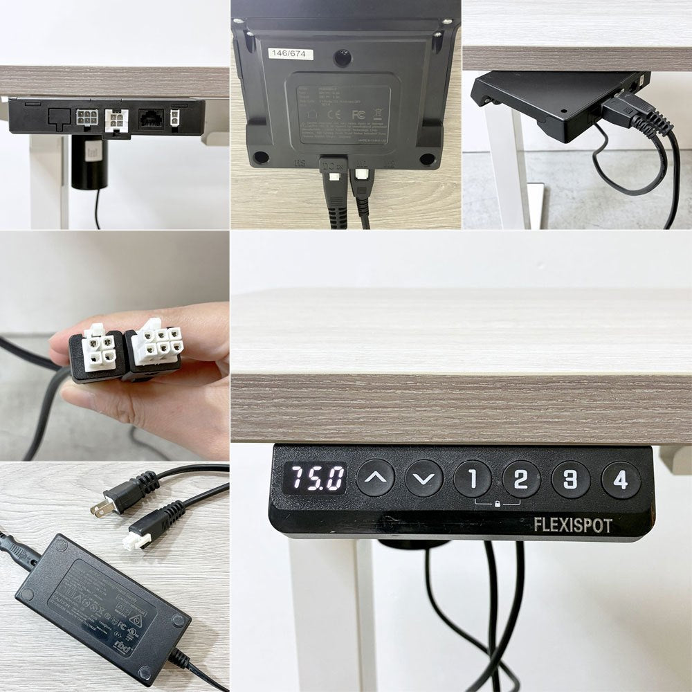 フレキシスポット Flexispot 電動式昇降デスク EF1 ワークデスク 学習机 スタンディングデスク ホワイトウッド×ホワイト W120cm ●