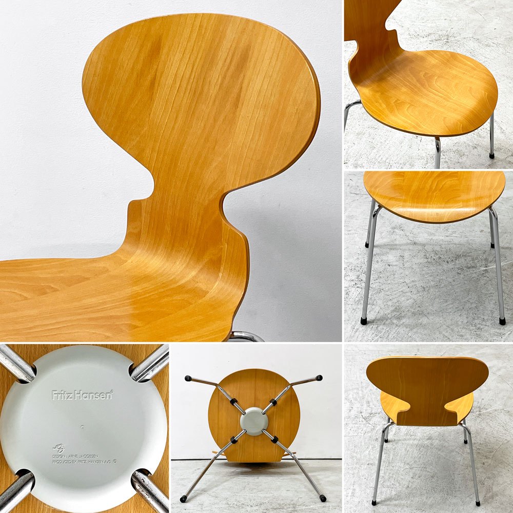 フリッツハンセン Fritz Hansen 3101 アリンコチェア アントチェア 4本脚 ナチュラルビーチ ラッカー仕上げ アルネ・ヤコブセン ●
