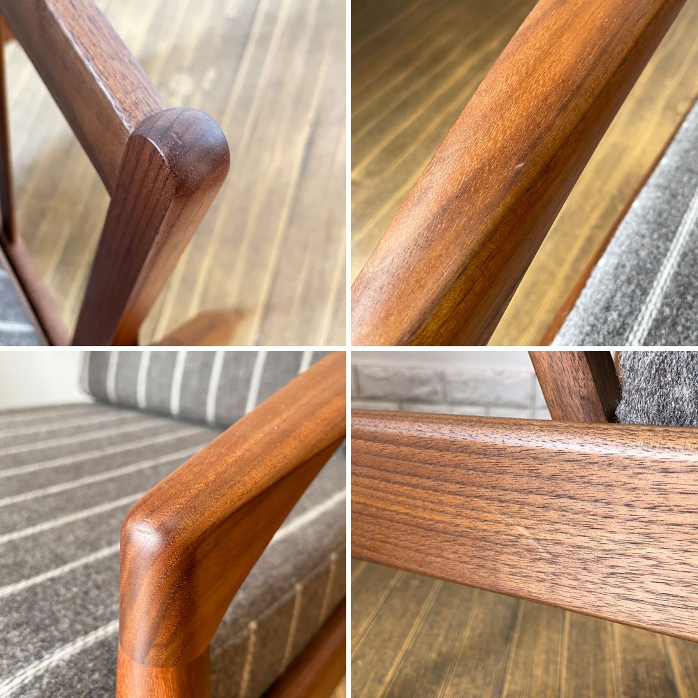 宮崎椅子製作所 ペーパーナイフソファ 1P 1人掛け ウォールナット材 ファブリック Kjellerup Vaeveri社 SAMSØ生地 カイ・クリスチャンセン ◎