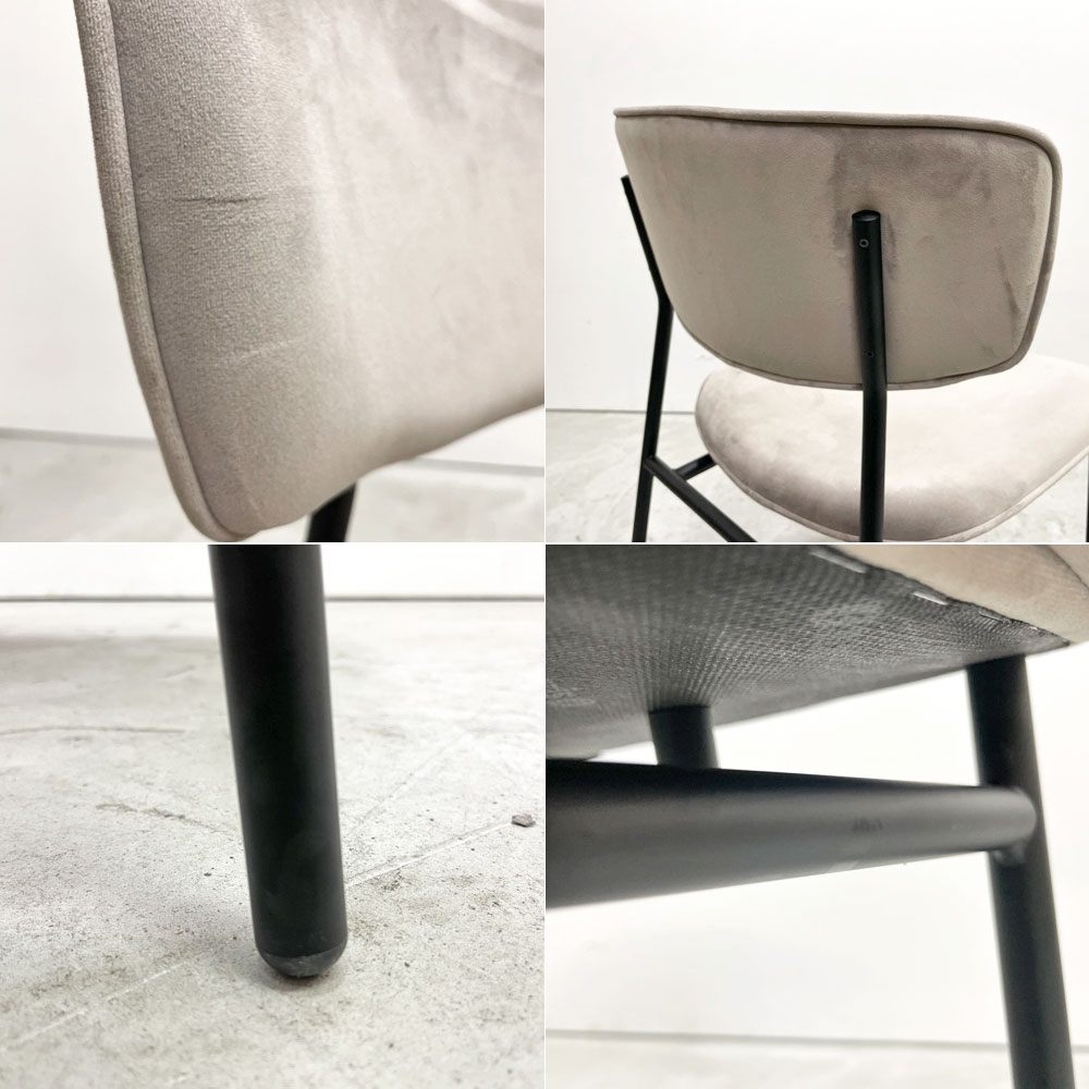 カリガリス Calligaris フィフティーズ FIFTIES ダイニングチェア サンドカラー×マットブラック ファブリック ベルベット スチール脚 モダンデザイン イタリア B ●