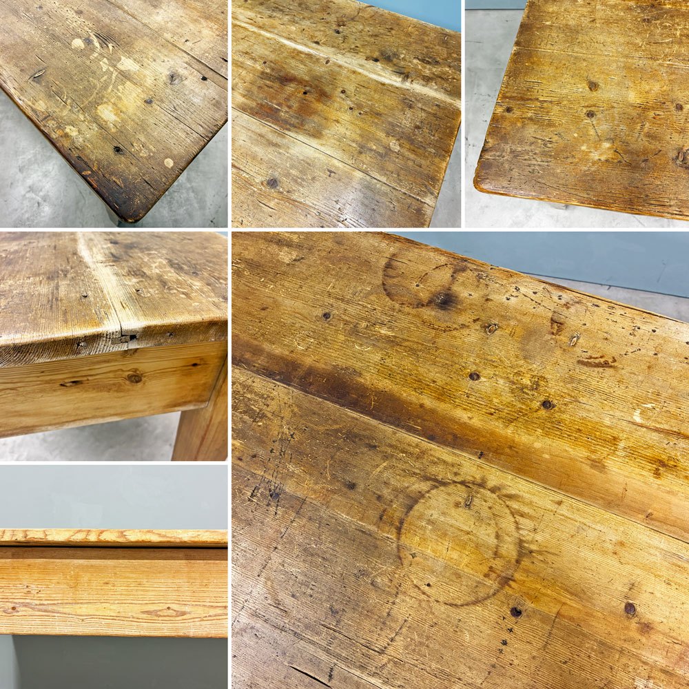 UKビンテージ Vintage オールドパイン ワークテーブル アトリエテーブル 作業台 W168×H81.5cm 無垢材 カントリー 英国家具 店舗什器 ◎