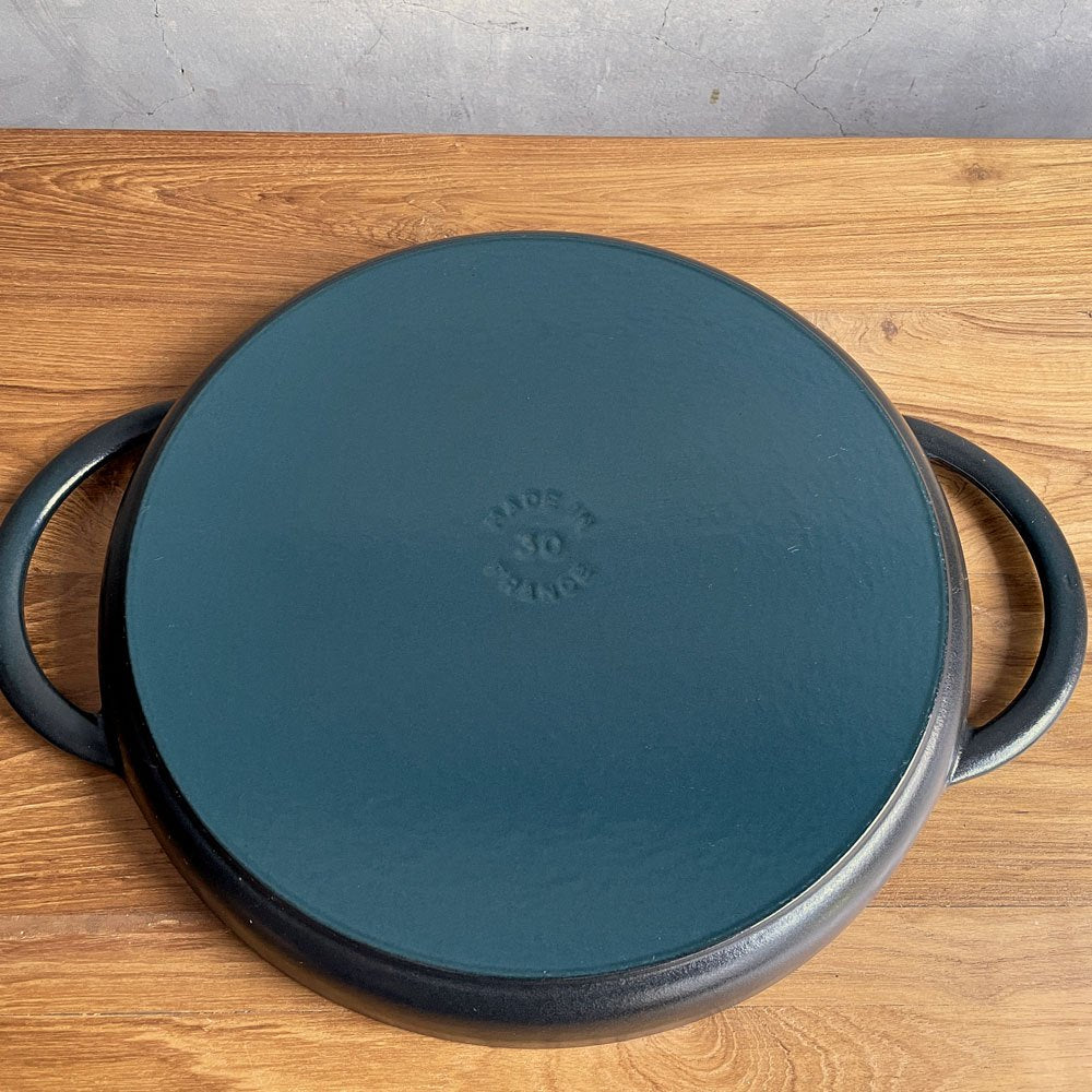ストウブ STAUB ピュアグリル グリルパン 30cm ラウンド ガラス蓋セット 両手 鋳鉄 ブラック フランス 定価￥36,850-♪