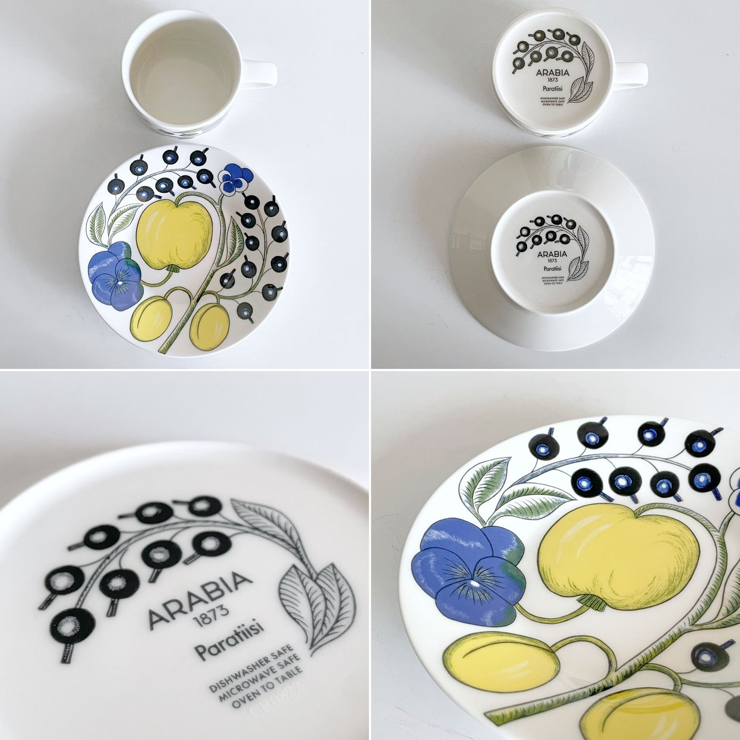 アラビア ARABIA パラティッシ PARATIISI ティーカップ&ソーサー ブルー&イエロー ビルガー・カイピアイネン Birger Kaipiainen フィンランド 北欧食器 C ■