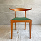ウッドユウライクカンパニー WOOD YOU LIKE COMPANY アイチェア クッション AI CHAIR ハーフアームチェア チェリー無垢材 ファブリック グリーン 座面張替済 B ♪