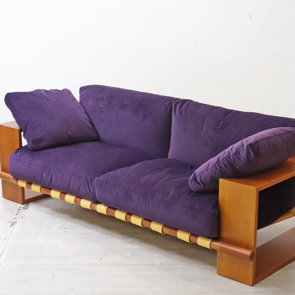 ポラダ porada パナマ PANAMA 3シーターソファ パープル ウォールナット無垢材 W210cm タルジオ・コルツァーニ デザイン ●